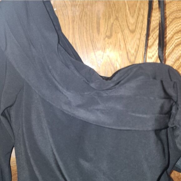 Mac Duggal Black Foldover Long Sleeve Jeweled Midi Dress SIZE 6 NWT Retail $258 - Picture 13 of 14